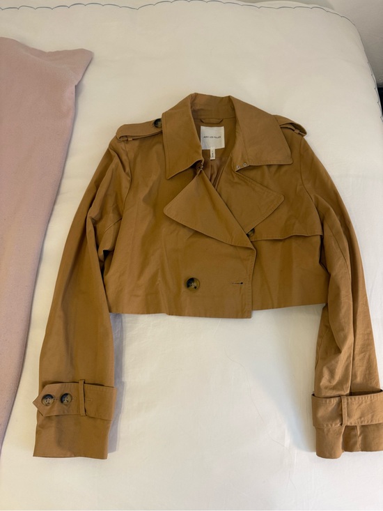 Avec Les Filles Jackets & Blazers - Avec Les Filles Cropped Tan Women's Trench Jacket